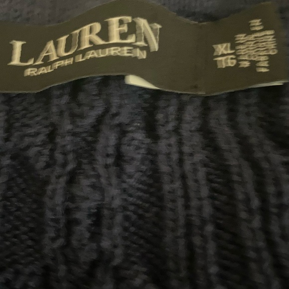 Lauren Ralph Lauren Navy V-Neck Sweater with White Trim - Picture 5 of 6